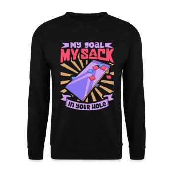 My sack in your hole - Cornhole - Unisex Sweatshirt - black - Front - Alina (178cm) & Michal (187cm)