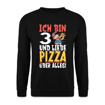 Ich bin 3 - Jungen Pizza - Unisex Pullover - Schwarz - Vorne - Alina (178cm) & Michal (187cm)