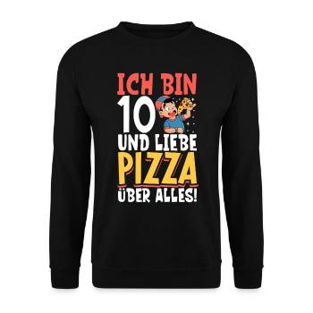 Ich bin 10 - Jungen Pizza - Unisex Pullover - Schwarz - Vorne - Alina (178cm) & Michal (187cm)