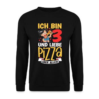 Ich bin 3 - Mädchen Pizza - Unisex Pullover - Schwarz - Vorne - Alina (178cm) & Michal (187cm)