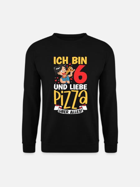 Ich bin 6 - Mädchen Pizza - Unisex Pullover - Schwarz