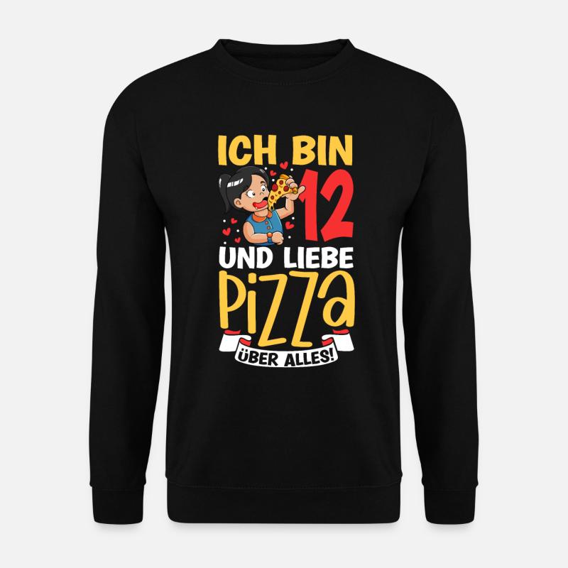 Ich bin 12 - Mädchen Pizza - Unisex Pullover - Schwarz