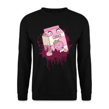 Finnish Goth Aesthetic Gothic Strawberry Milk Drip - Unisex Pullover - Schwarz - Vorne - Alina (178cm) & Michal (187cm)