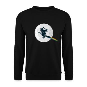 Witch with Full Moon and Rainbow Gay - Unisex Sweatshirt - black - Front - Alina (178cm) & Michal (187cm)