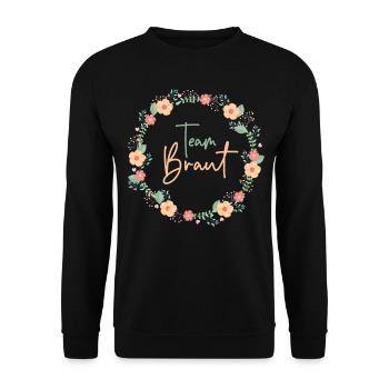 Team Braut - JGA Bachelorette - Unisex Pullover - Schwarz - Vorne - Alina (178cm) & Michal (187cm)