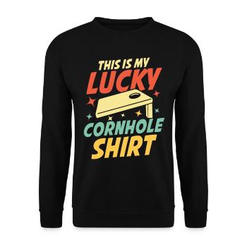 Cornhole Spiel Outdoor Bean Bag Sackloch für - Unisex Pullover - Schwarz - Vorne - Alina (178cm) & Michal (187cm)