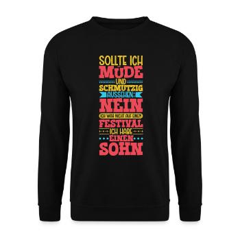 Müde und schmutzig - Sohn - Unisex Pullover - Schwarz - Vorne - Alina (178cm) & Michal (187cm)