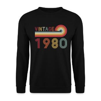 Lustiges Vintage Born in 1980 Geburtstag - Unisex Pullover - Schwarz - Vorne - Alina (178cm) & Michal (187cm)
