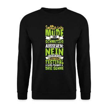 Müde und schmutzig - drei Söhne - Unisex Pullover - Schwarz - Vorne - Alina (178cm) & Michal (187cm)