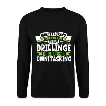 Multitasking kann jeder - Vater von Drillingen - Unisex Pullover - Schwarz - Vorne - Alina (178cm) & Michal (187cm)