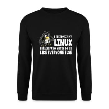 I Customize My Linux Penguin Because I am - Unisex Pullover - Schwarz - Vorne - Alina (178cm) & Michal (187cm)