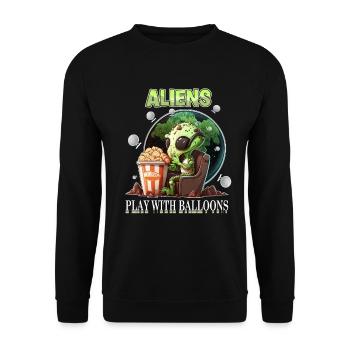 Aliens Play With Balloons - Spy Balloon or - Unisex Pullover - Schwarz - Vorne - Alina (178cm) & Michal (187cm)