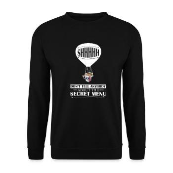 Secret Menu Don't Tell Anybody Spy Balloon Food - Unisex Pullover - Schwarz - Vorne - Alina (178cm) & Michal (187cm)