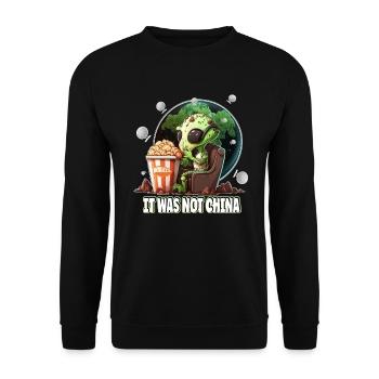 It Was Not China - The Balloon Belongs To Aliens - Unisex Pullover - Schwarz - Vorne - Alina (178cm) & Michal (187cm)