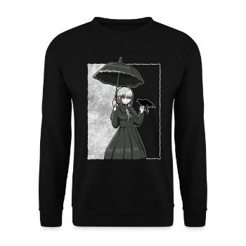 Finnish Goth Aesthetic Gothic Anime Girl Goth - Unisex Pullover - Schwarz - Vorne - Alina (178cm) & Michal (187cm)