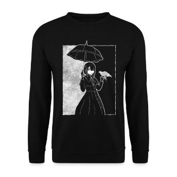 Finlandais Goth Esthétique Goth Anime Fille Gothique - Sweat-shirt Unisexe - noir - Devant - Alina (178cm) & Michal (187cm)