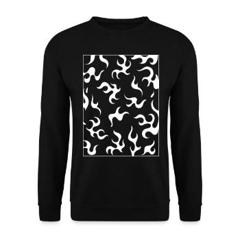 Finnish Goth Aesthetic Gothic Flames Fire Goth - Unisex Pullover - Schwarz - Vorne - Alina (178cm) & Michal (187cm)