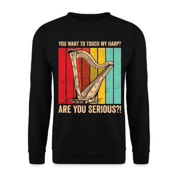 Harpist Harpist Retro - Unisex Sweatshirt - black - Front - Alina (178cm) & Michal (187cm)