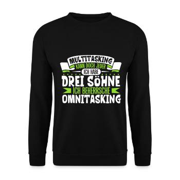 Multitasking kann jeder - Vater und Söhne - Unisex Pullover - Schwarz - Vorne - Alina (178cm) & Michal (187cm)