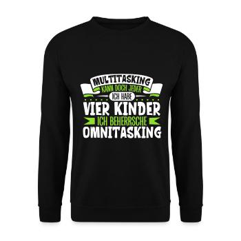 Multitasking kann jeder - Vater und Kinder - Unisex Pullover - Schwarz - Vorne - Alina (178cm) & Michal (187cm)