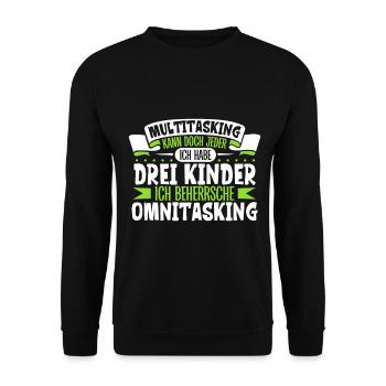 Multitasking kann jeder - Vater und Kinder - Unisex Pullover - Schwarz - Vorne - Alina (178cm) & Michal (187cm)
