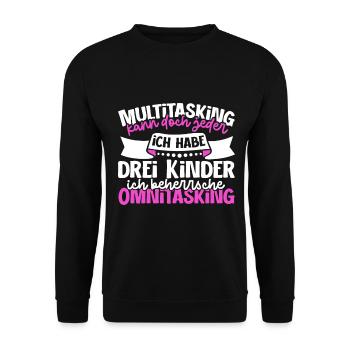 Multitasking kann jeder - Mutter und Kinder - Unisex Pullover - Schwarz - Vorne - Alina (178cm) & Michal (187cm)