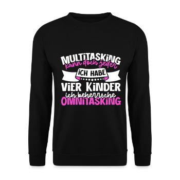 Multitasking kann jeder - Mutter und Kinder - Unisex Pullover - Schwarz - Vorne - Alina (178cm) & Michal (187cm)
