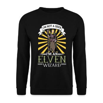D20 Rollenspiel Charakter - Elf Zauberer - Unisex Pullover - Schwarz - Vorne - Alina (178cm) & Michal (187cm)