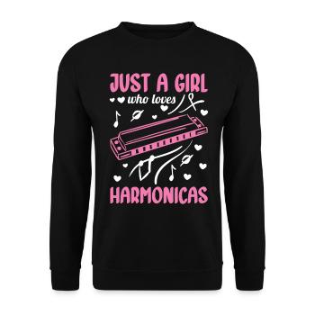 Just a girl who loves the harmonica Mundh - Unisex Sweatshirt - black - Front - Alina (178cm) & Michal (187cm)