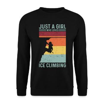 Juste une fille qui aime l’escalade sur glace Escalade sur glace - Sweat-shirt Unisexe - noir - Devant - Alina (178cm) & Michal (187cm)