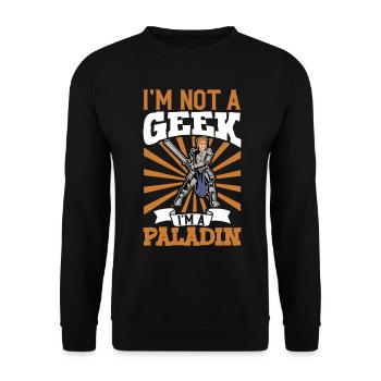 Kein geek - D20 Rollenspiel Charakter - Paladin - Unisex Pullover - Schwarz - Vorne - Alina (178cm) & Michal (187cm)