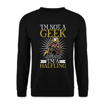 Kein geek - D20 Rollenspiel Charakter - Halbling - Unisex Pullover - Schwarz - Vorne - Alina (178cm) & Michal (187cm)