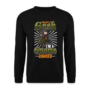 Kein geek - D20 Rollenspiel Charakter - Waldläufer - Unisex Pullover - Schwarz - Vorne - Alina (178cm) & Michal (187cm)