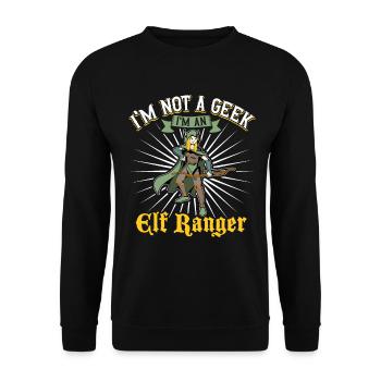 Kein geek - D20 Rollenspiel Charakter - Waldläufer - Unisex Pullover - Schwarz - Vorne - Alina (178cm) & Michal (187cm)