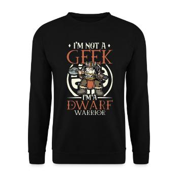 D20 Rollenspiel Charakter - Zwerg Krieger - Unisex Pullover - Schwarz - Vorne - Alina (178cm) & Michal (187cm)