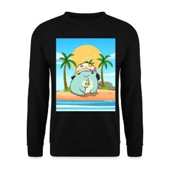 Coconut Girl Aesthetic Kawaii Frog Summer Beach - Unisex Pullover - Schwarz - Vorne - Alina (178cm) & Michal (187cm)