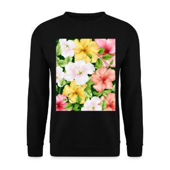 Coconut Girl Aesthetic Hibiscus Pattern - Unisex Pullover - Schwarz - Vorne - Alina (178cm) & Michal (187cm)