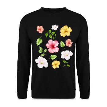 Coconut Girl Fleurs d’hibiscus esthétiques - Sweat-shirt Unisexe - noir - Devant - Alina (178cm) & Michal (187cm)
