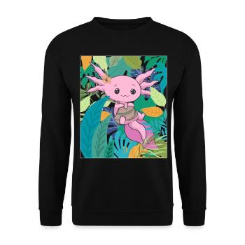 Coconut Girl Aesthetic Kawaii Axolotl - Unisex Pullover - Schwarz - Vorne - Alina (178cm) & Michal (187cm)