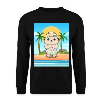 Coconut Girl Aesthetic Kawaii Bear Summer Beach - Unisex Sweatshirt - black - Front - Alina (178cm) & Michal (187cm)