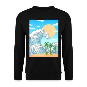 Coconut Girl Esthétique Grande Vague au large de Kanagawa - Sweat-shirt Unisexe - noir - Devant - Alina (178cm) & Michal (187cm)