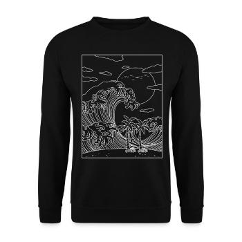 Coconut Girl Esthétique Kanagawa Wave Summer Beach - Sweat-shirt Unisexe - noir - Devant - Alina (178cm) & Michal (187cm)
