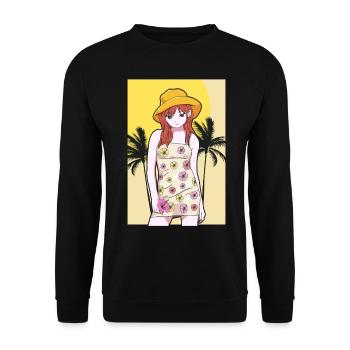 Coconut Girl Esthétique Anime Girl Summer Beach - Sweat-shirt Unisexe - noir - Devant - Alina (178cm) & Michal (187cm)