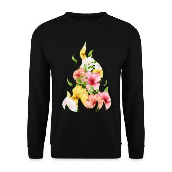 Coconut Girl Aesthetic Hibiscus Flame - Unisex Pullover - Schwarz - Vorne - Alina (178cm) & Michal (187cm)