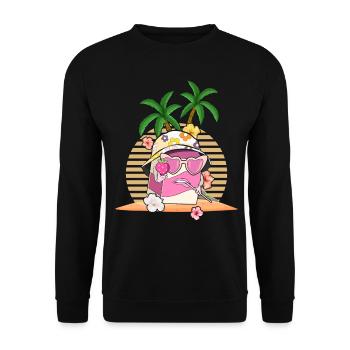 Coconut Girl Aesthetic Strawberry Milk - Unisex Pullover - Schwarz - Vorne - Alina (178cm) & Michal (187cm)