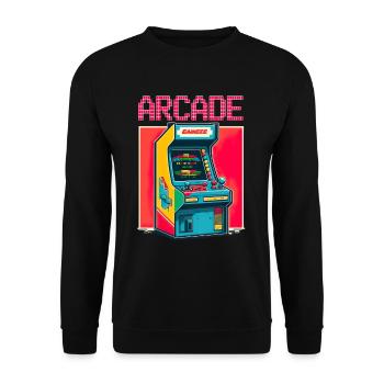 Retro Arcade Game Videospiel für Gamer - Unisex Pullover - Schwarz - Vorne - Alina (178cm) & Michal (187cm)