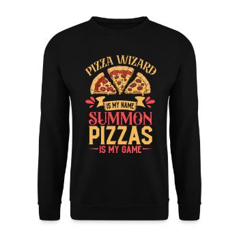 Pizza Wizard is my name - Pizza Baker - Unisex Sweatshirt - black - Front - Alina (178cm) & Michal (187cm)