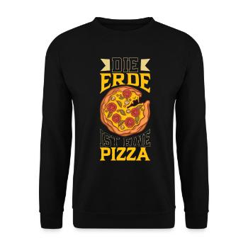 Die Erde ist eine Pizza - Pizzaliebhaber - Unisex Pullover - Schwarz - Vorne - Alina (178cm) & Michal (187cm)