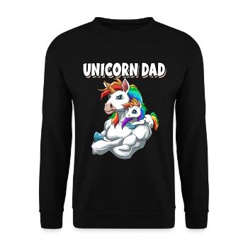 Unicorn Dad für einen Einhorn Liebhaber - Unisex Pullover - Schwarz - Vorne - Alina (178cm) & Michal (187cm)