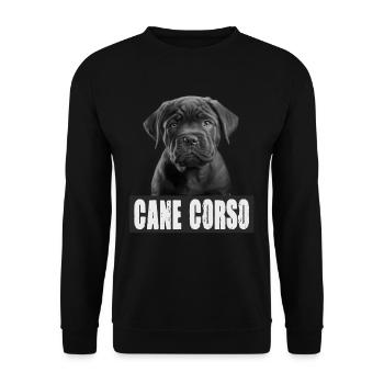 Cane Corso Welpe für einen Cane Corso Besitzer - Unisex Pullover - Schwarz - Vorne - Alina (178cm) & Michal (187cm)